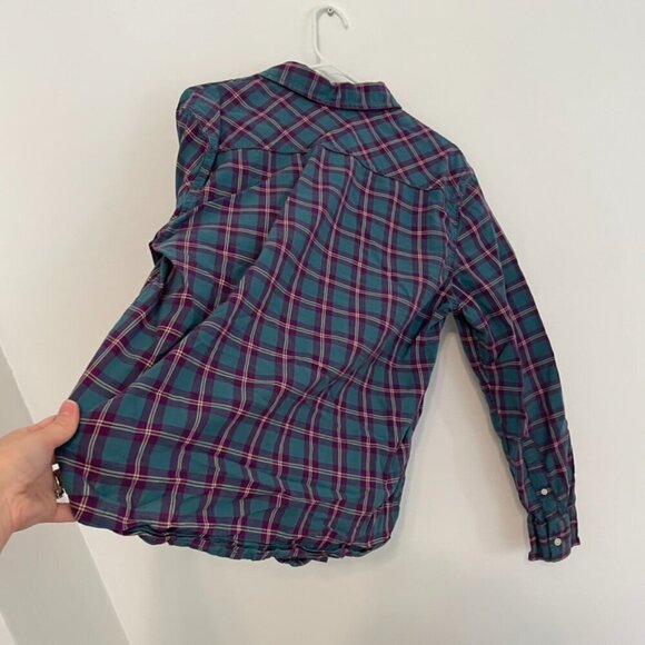 ARIZONA JEAN CO Mens Teal Blue Etc Plaid Lightweight Flannel Button Down Shirt M - Picture 12 of 12